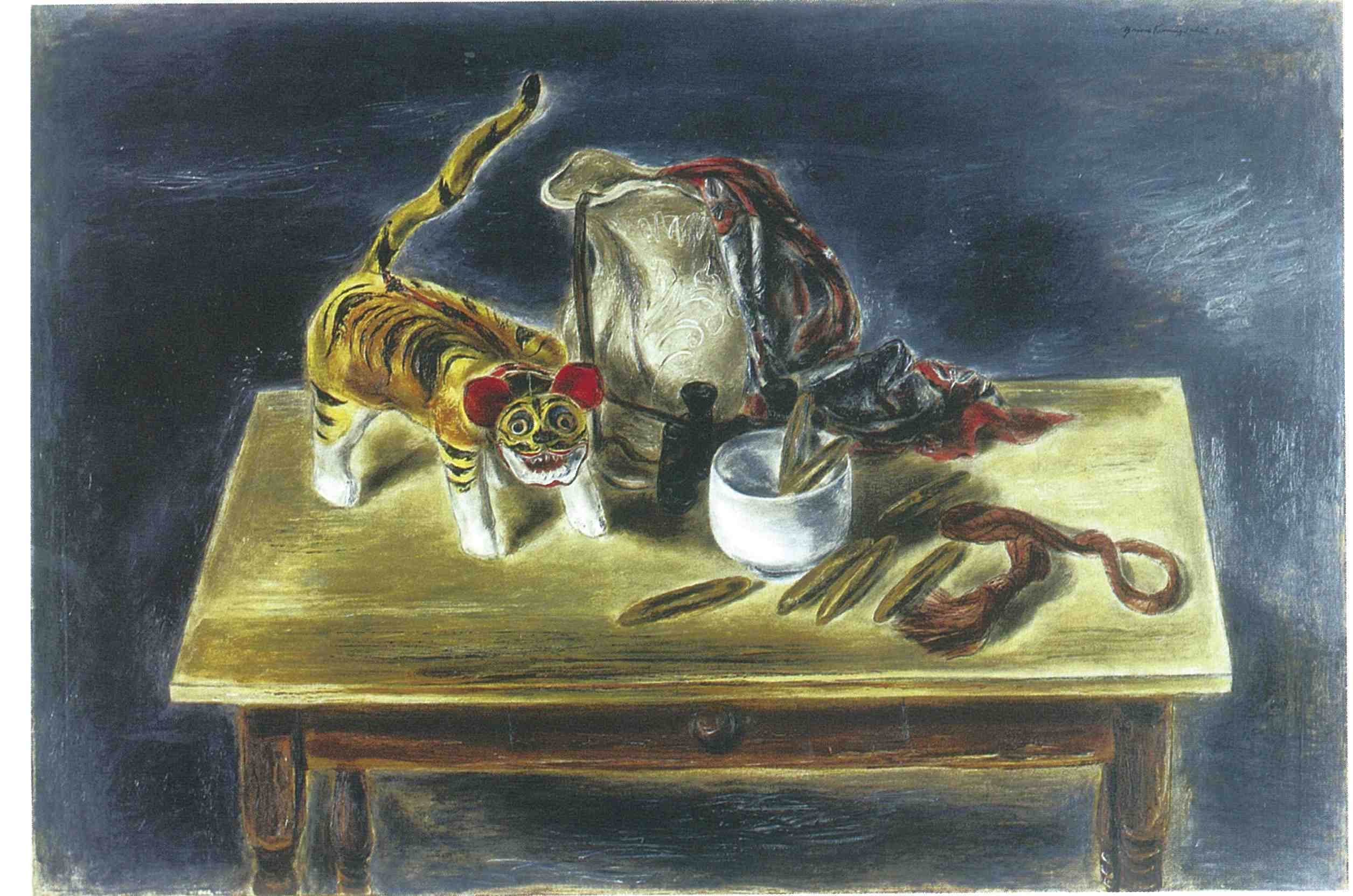 《日本の張子の虎とがらくた》1932年・国吉康雄作